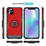 Wholesale iPhone 11 Pro (5.8in) 360 Rotating Ring Stand Hybrid Case with Metal Plate (Red)